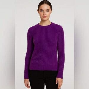 La Petite Maille Paris Women’s Purple Wool Blend Ribbed Sweater No Size